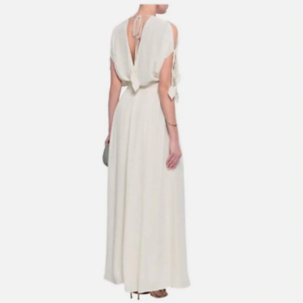 NWT Tory Burch Evalene Cream Bare Shoulder Maxi Dress New Ivory Sz 2